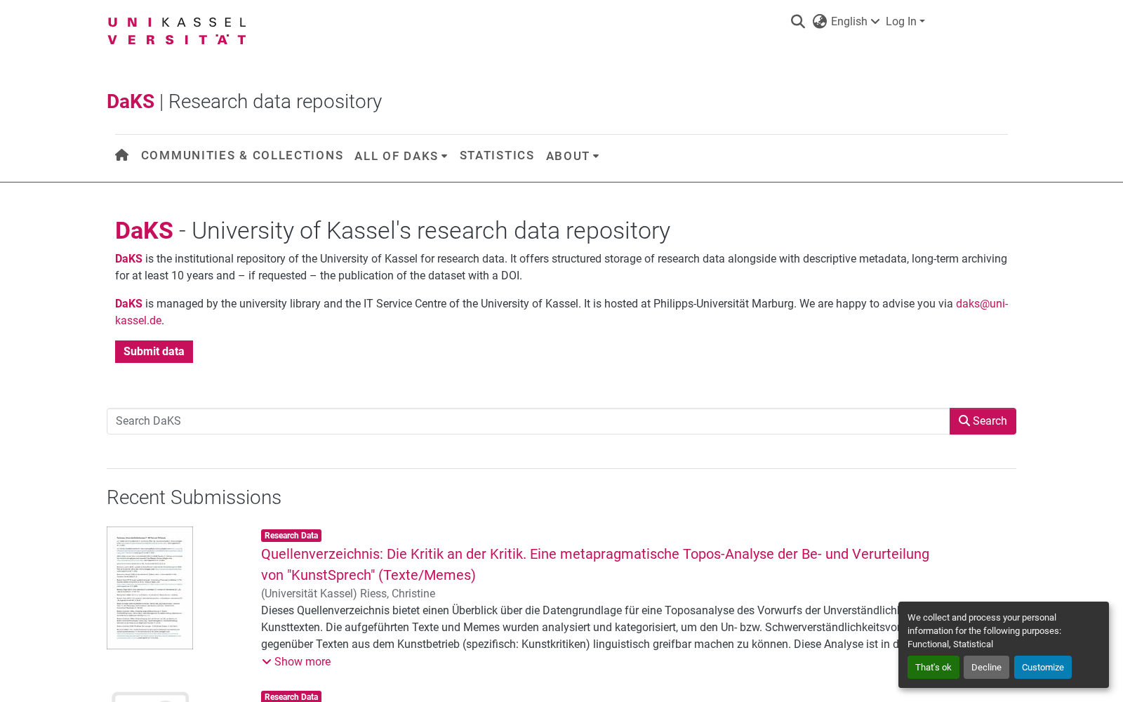 DaKS - University of Kassel's research data repository 数据集图片