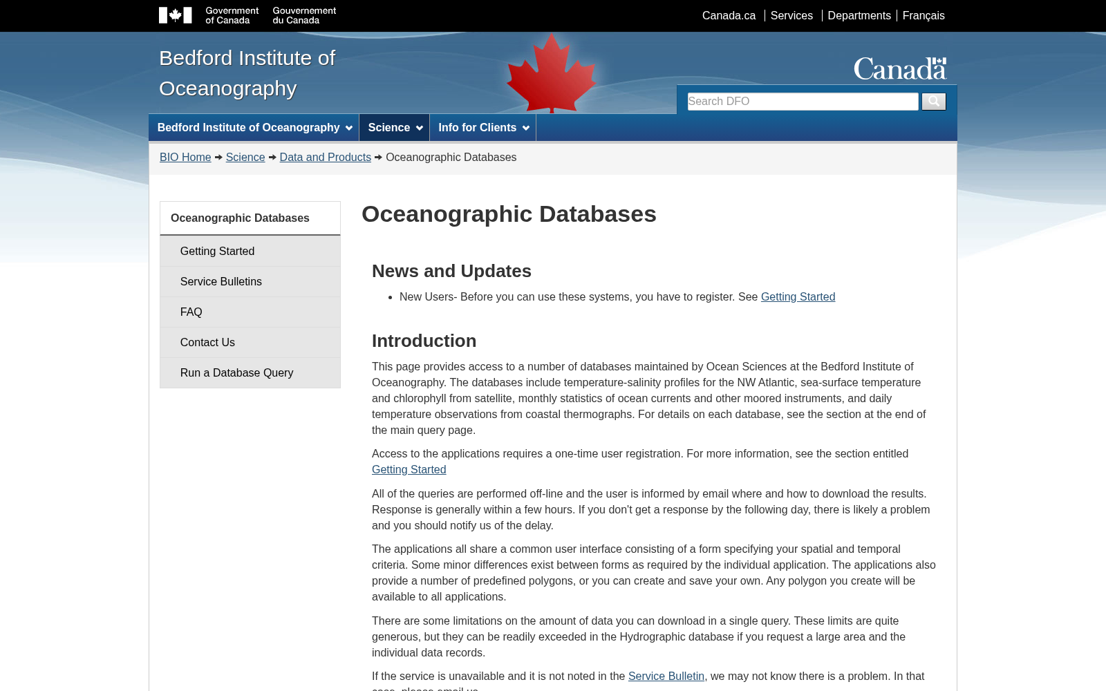 Bedford Institute of Oceanography - Oceanographic Databases 数据集图片