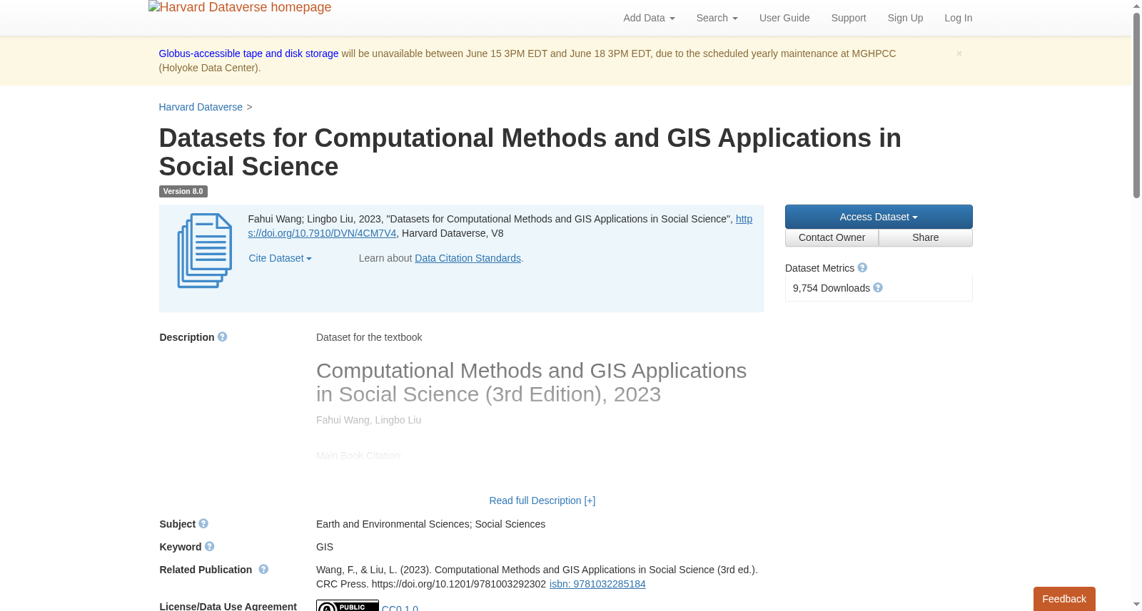 Datasets for Computational Methods and GIS Applications in Social Science 数据集图片