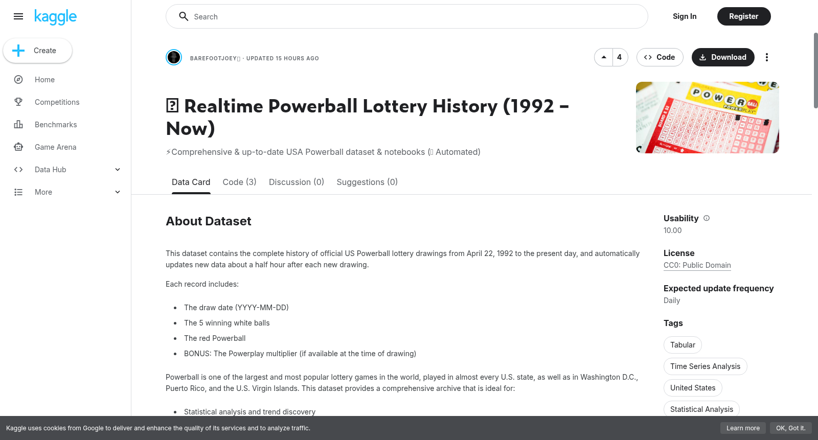 🎱 Realtime Powerball Lottery History (1992 – Now) 数据集图片