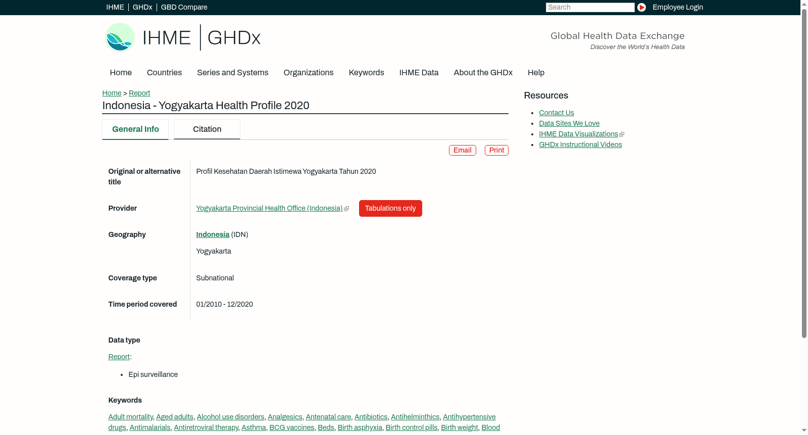 Indonesia - Yogyakarta Health Profile 2020 数据集图片