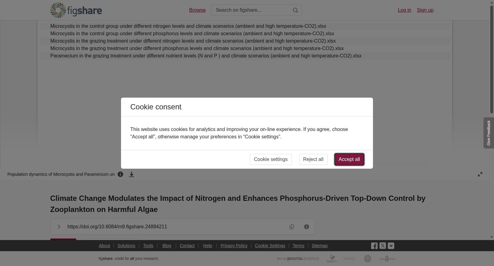 <b>Climate Change Modulates the Impact of Nitrogen and Enhances Phosphorus-Driven Top-Down Control by Zooplankton on Harmful Algae</b> 数据集图片