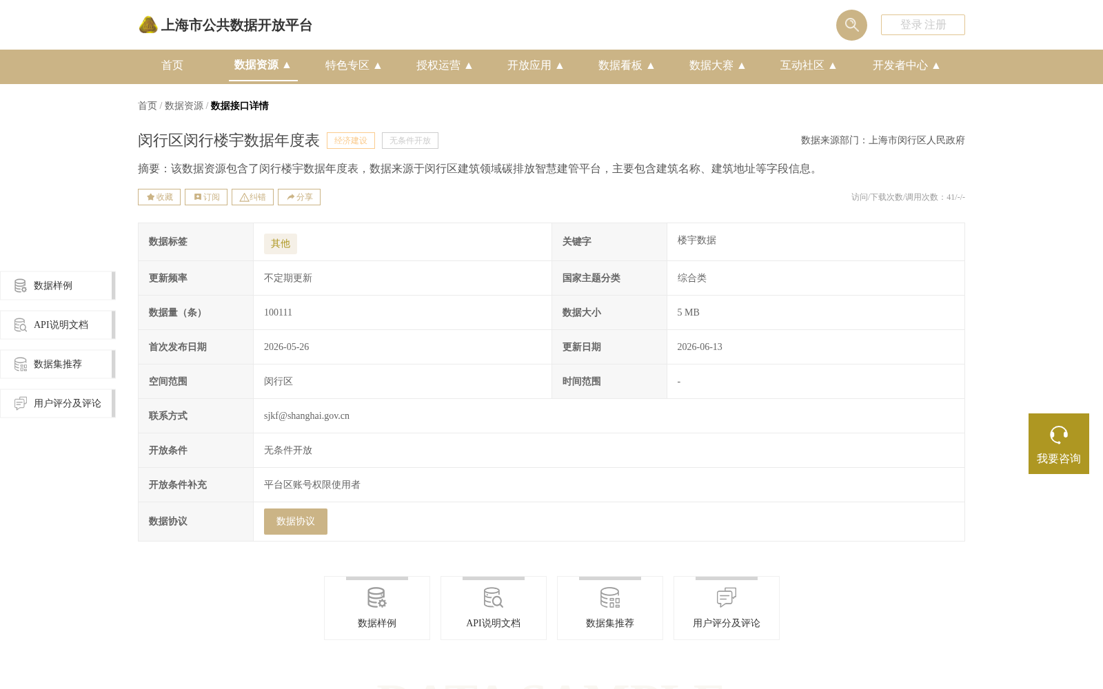 闵行区闵行楼宇数据年度表 数据集图片