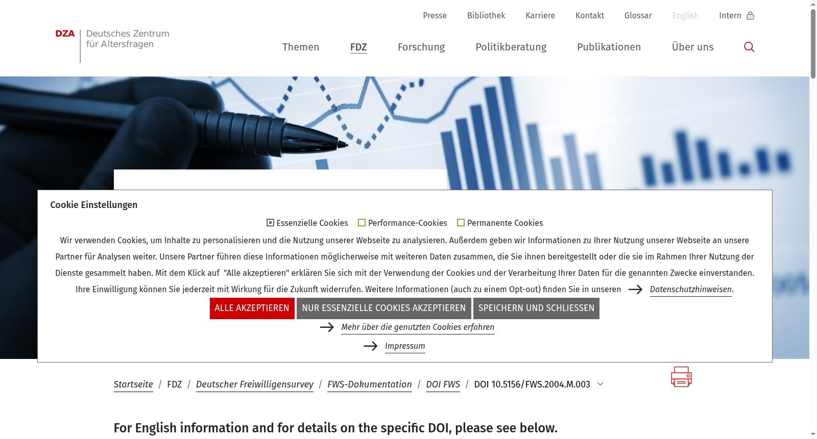 Scientific Use File Deutscher Freiwilligensurvey (SUF FWS) 2004, Version 3.2 数据集图片