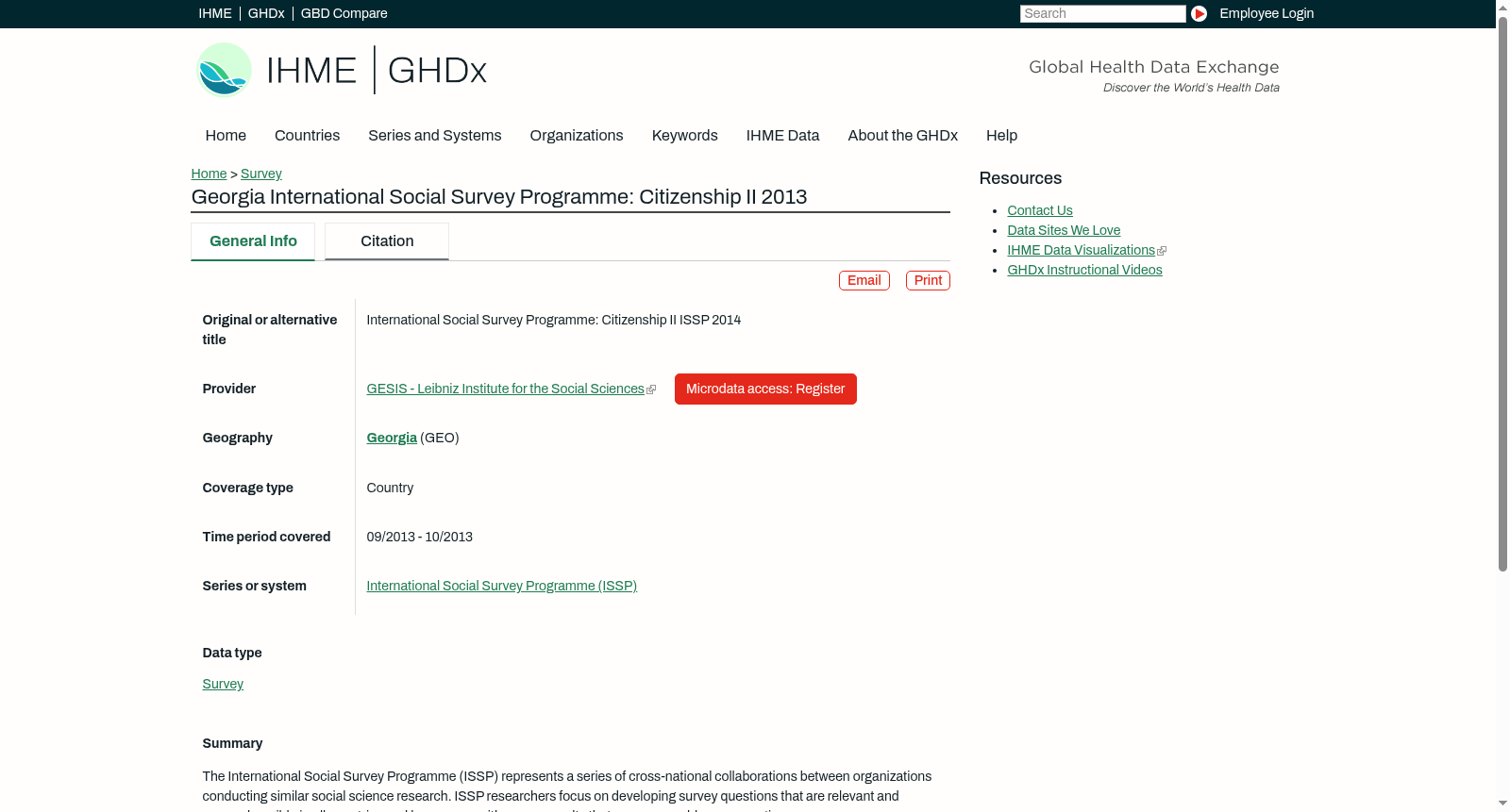 Georgia International Social Survey Programme: Citizenship II 2013 数据集图片