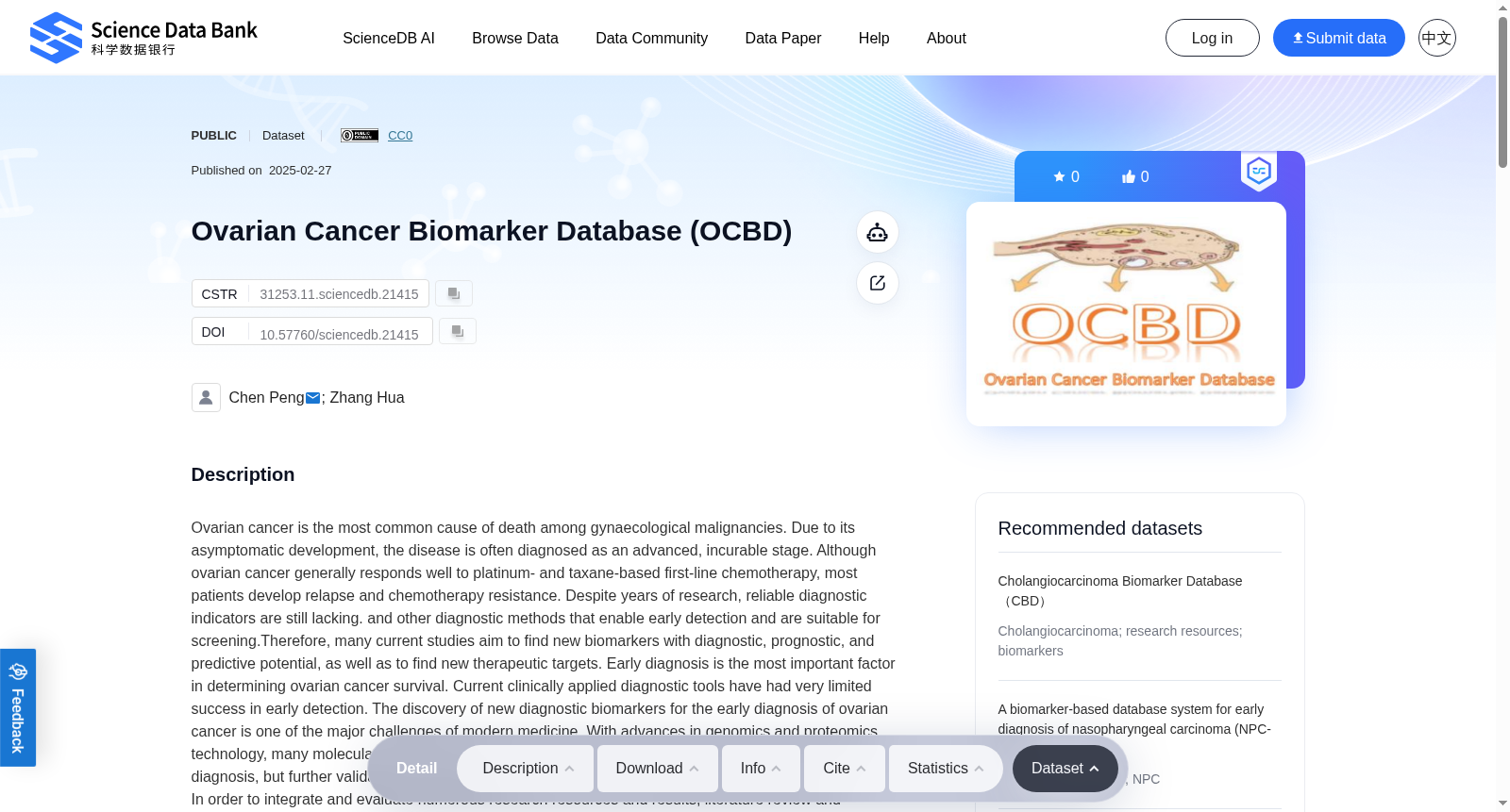 Ovarian Cancer Biomarker Database (OCBD) 数据集图片