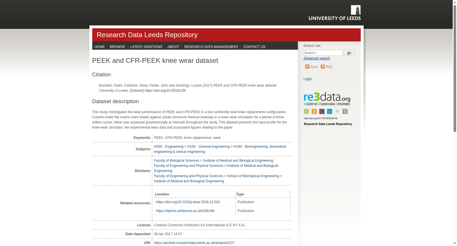 PEEK and CFR-PEEK knee wear dataset 数据集图片