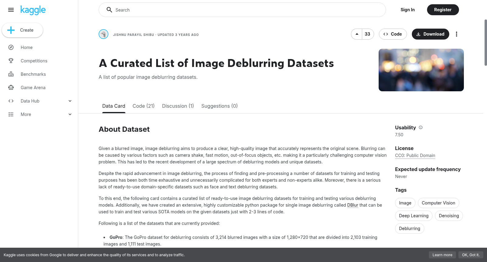 A Curated List of Image Deblurring Datasets 数据集图片