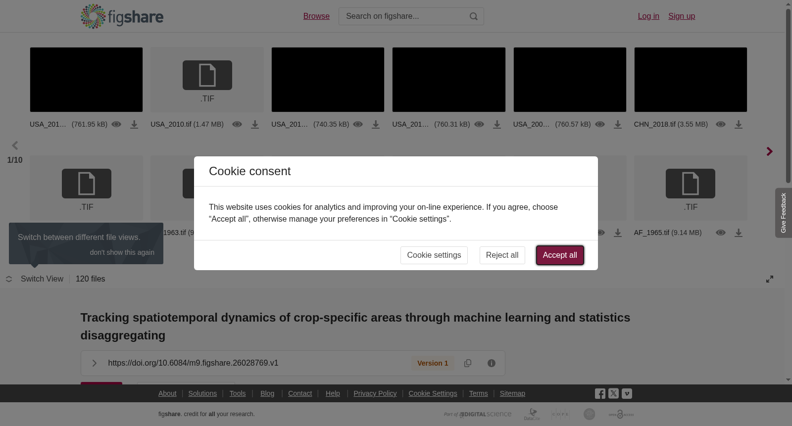 <b>Tracking spatiotemporal dynamics of crop-specific areas through machine learning and statistics disaggregating</b> 数据集图片
