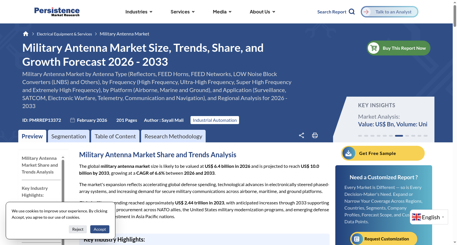 Military Antenna Market - Persistence Market Research 数据集图片