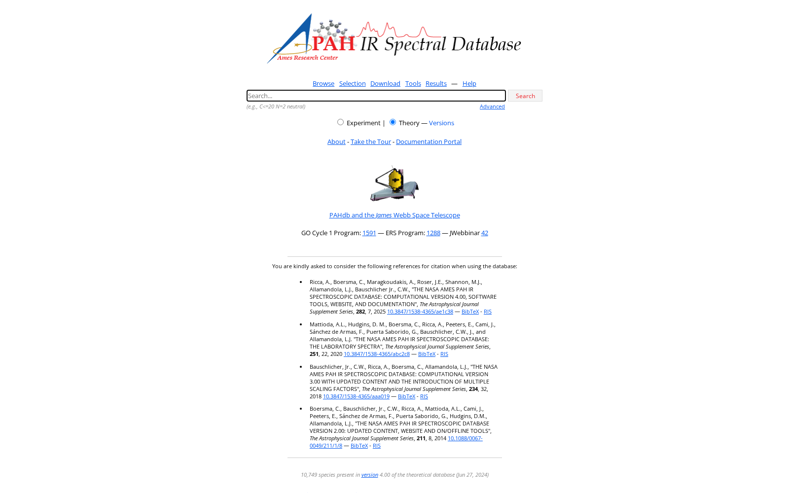 NASA Ames PAH IR Spectroscopic Database 数据集图片