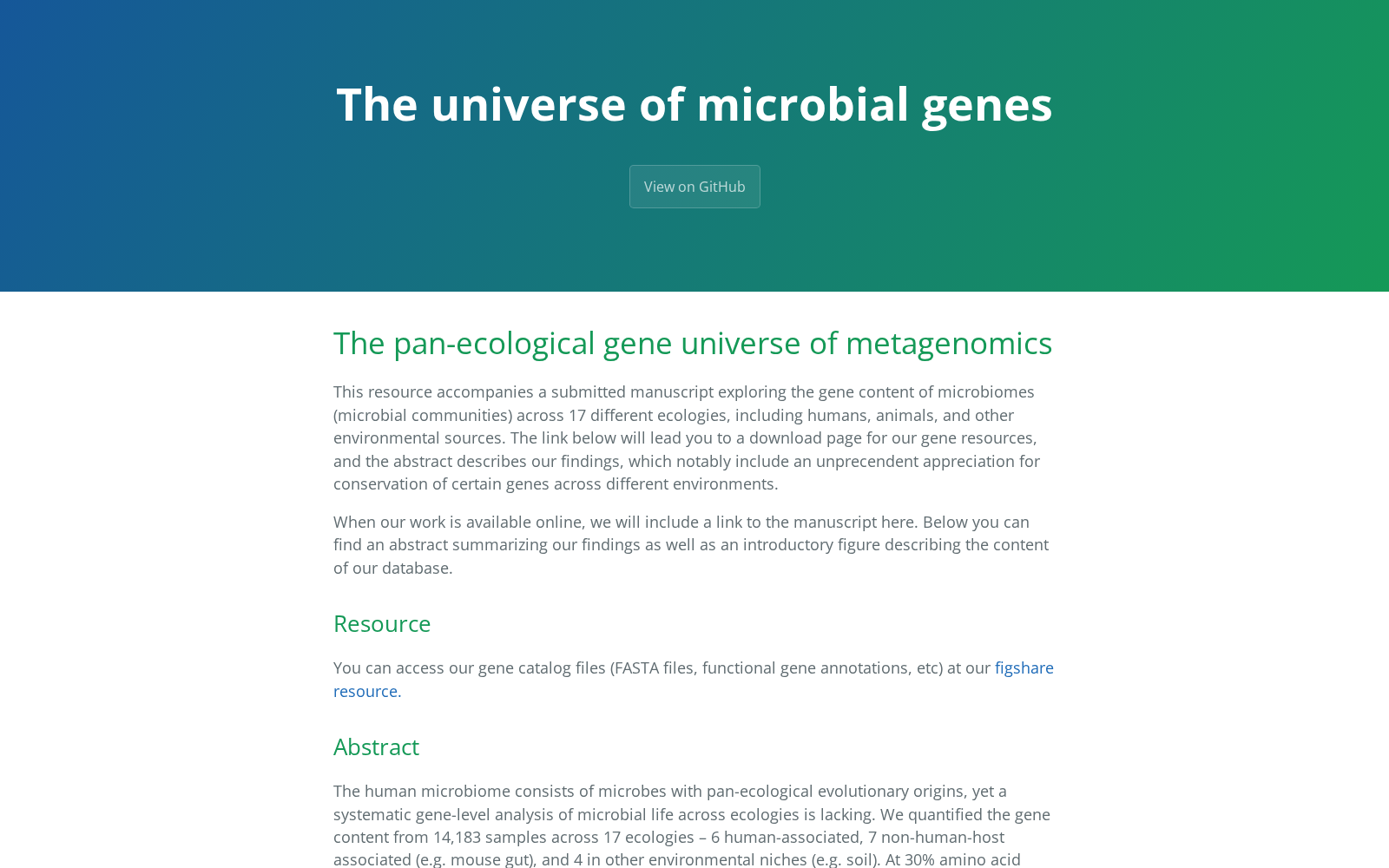 The Universe of Microbial Genes 数据集图片