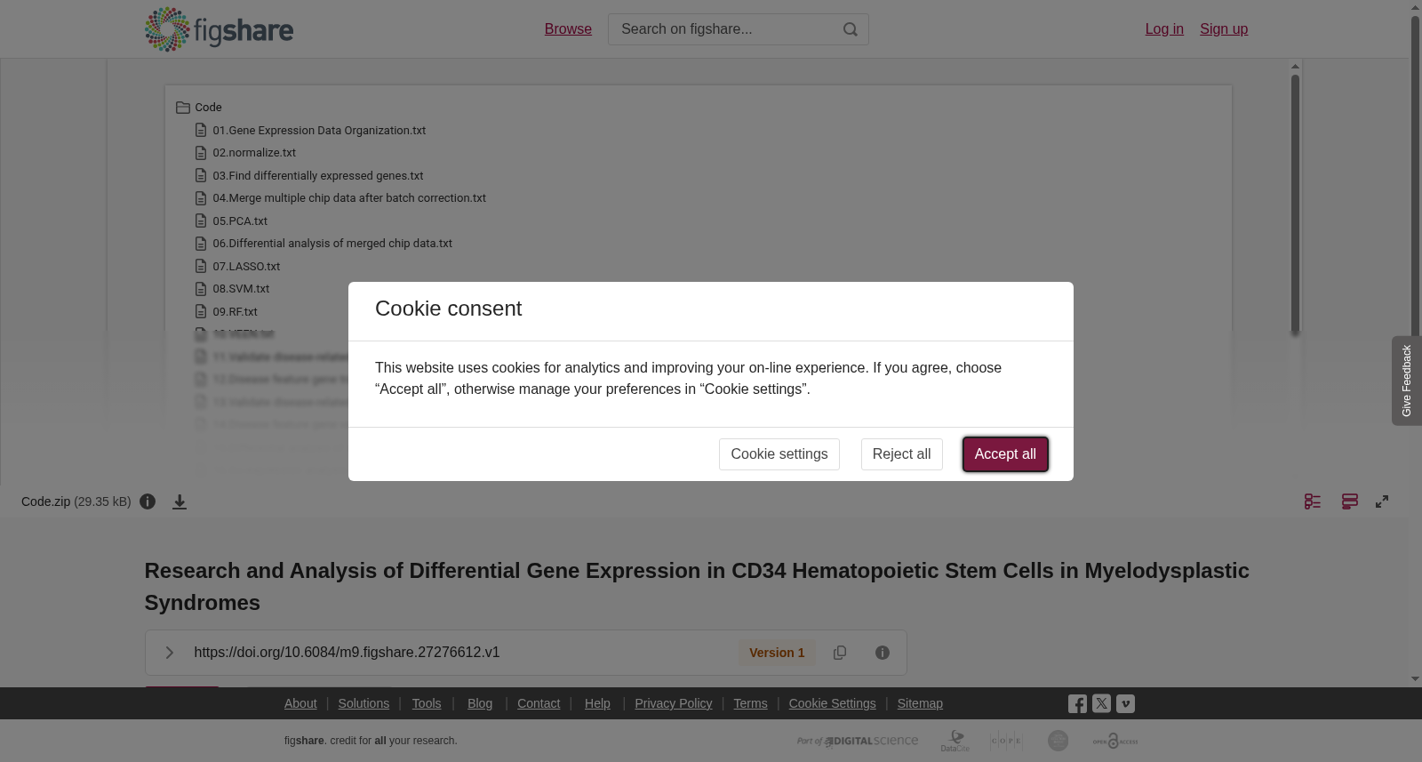 <b>Research and Analysis of Differential Gene Expression in CD34 Hematopoietic Stem Cells in Myelodysplastic Syndromes</b> 数据集图片
