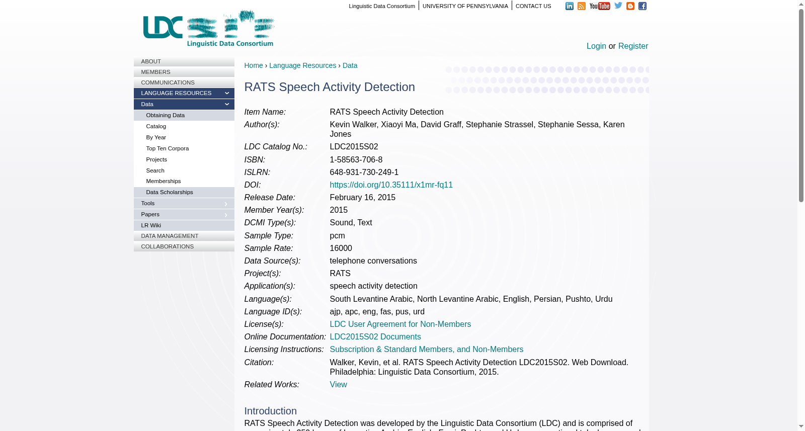RATS Speech Activity Detection 数据集图片