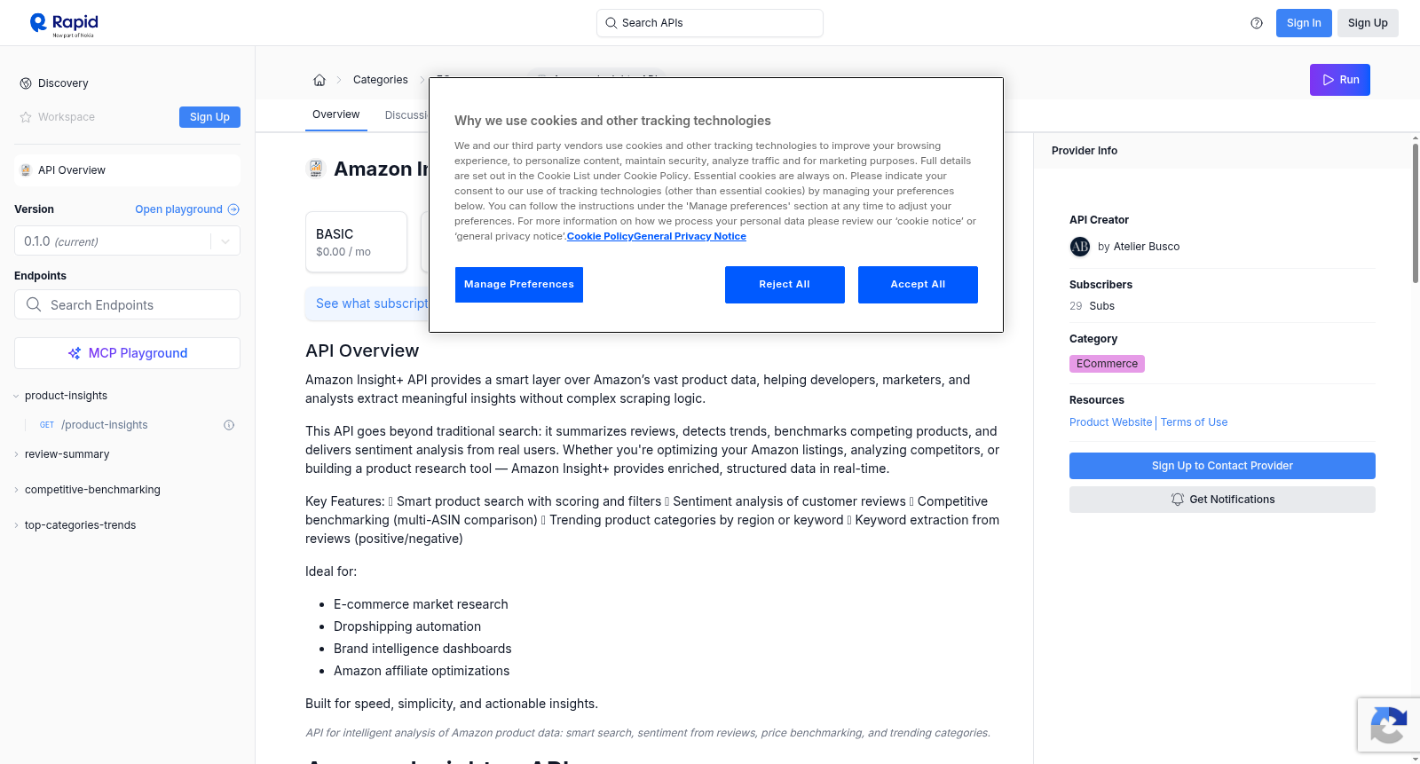Amazon Insight+ API 数据集图片