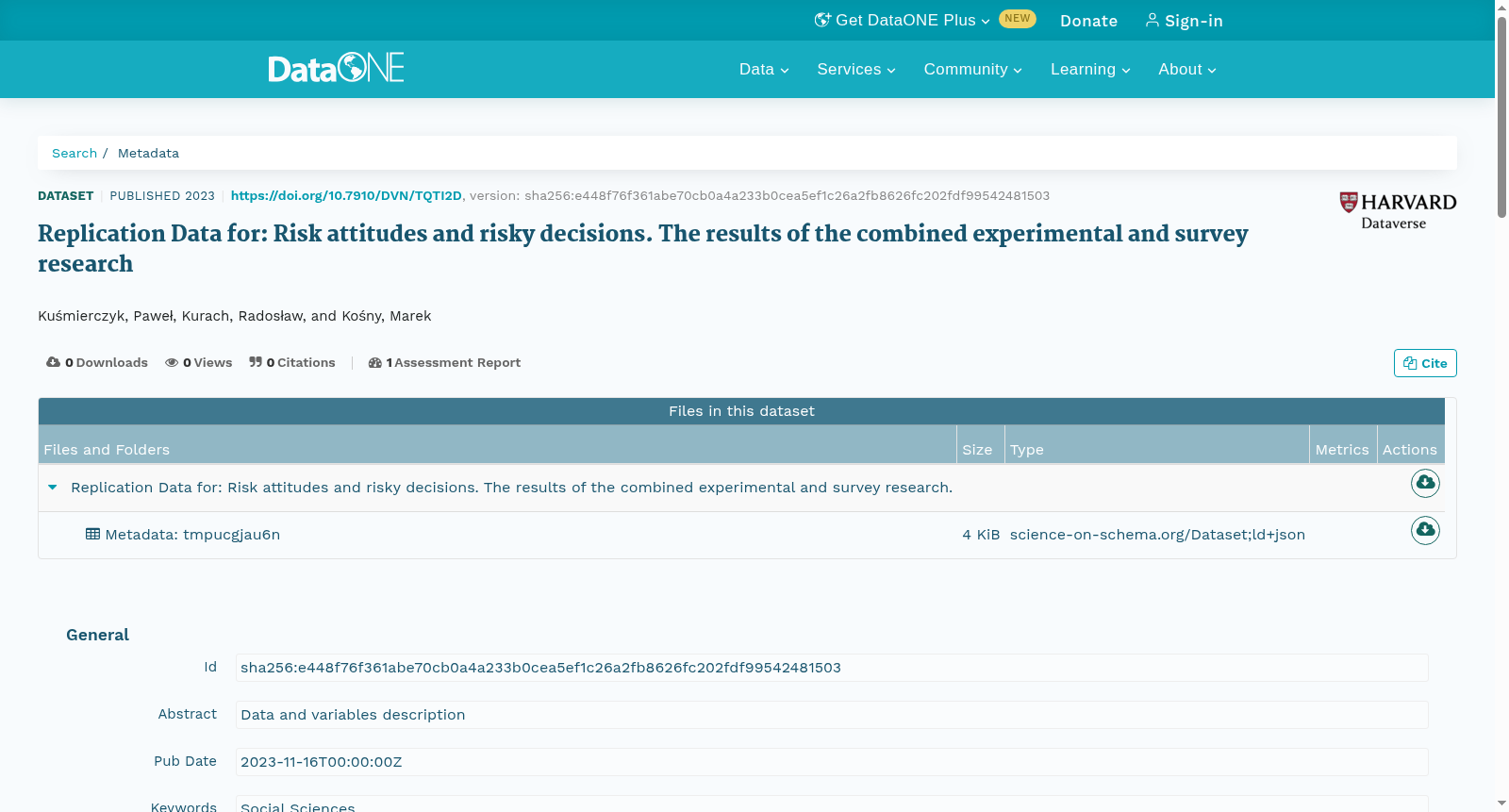 Replication Data for: Risk attitudes and risky decisions. The results of the combined experimental and survey research. 数据集图片