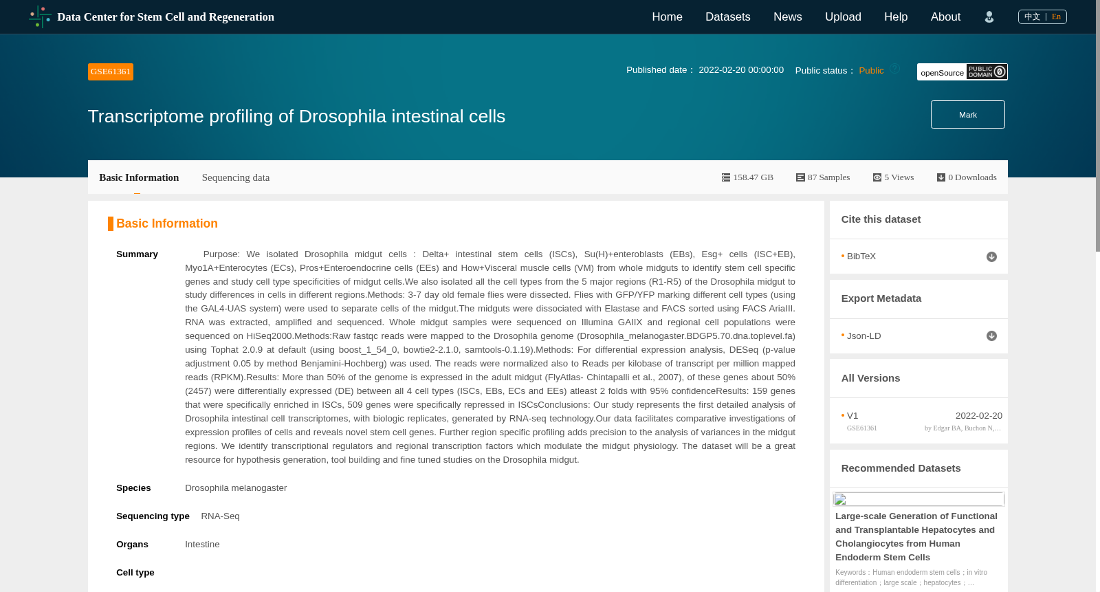 Transcriptome profiling of Drosophila intestinal cells 数据集图片
