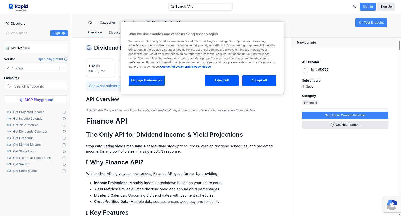 DividendTracker API 数据集图片
