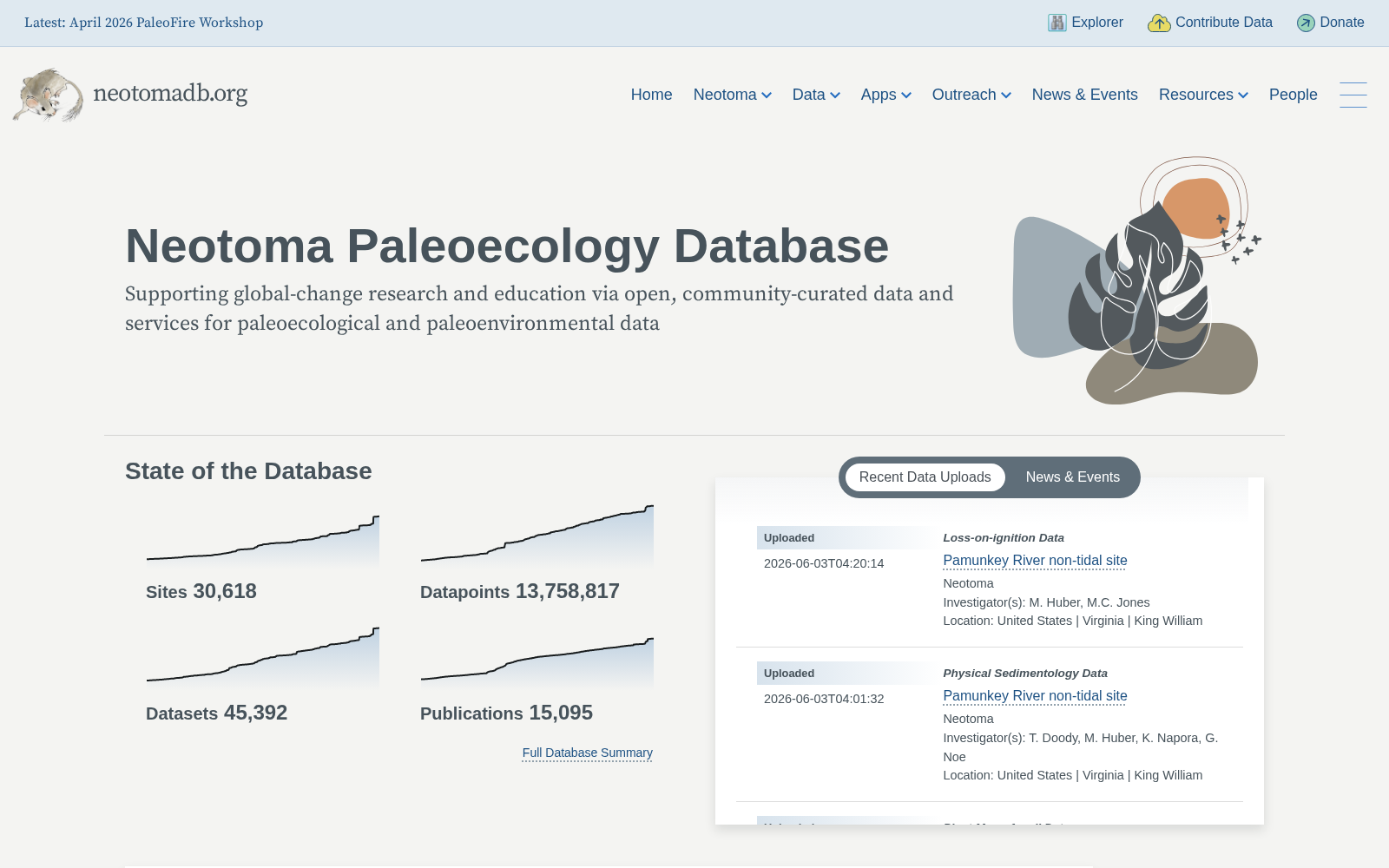 Neotoma Paleoecology Database 数据集图片