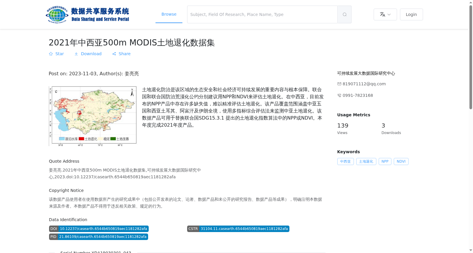 2021年中西亚500m MODIS土地退化数据集 数据集图片