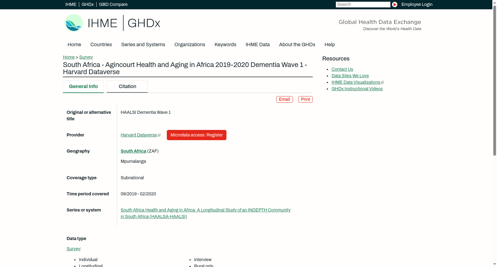 South Africa - Agincourt Health and Aging in Africa 2019-2020 Dementia Wave 1 - Harvard Dataverse 数据集图片