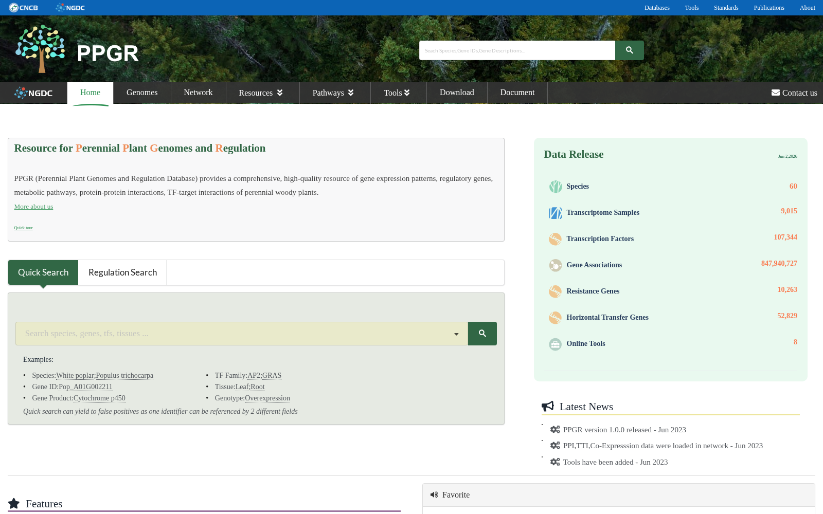 Resource for Perennial Plant Genomes and Regulation 数据集图片