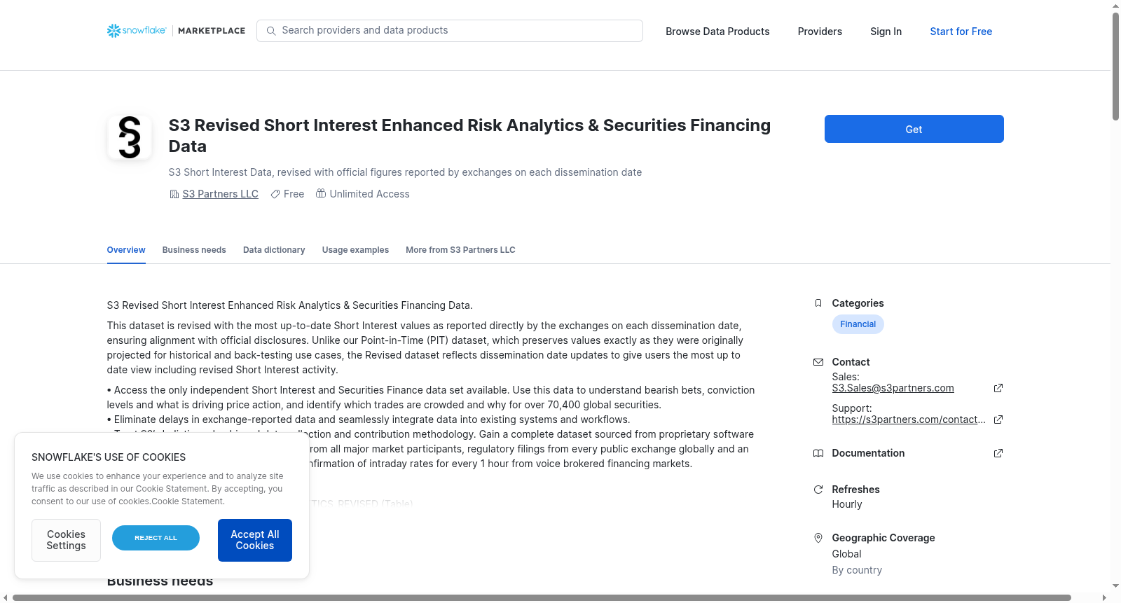 S3 Revised Short Interest Enhanced Risk Analytics & Securities Financing Data 数据集图片