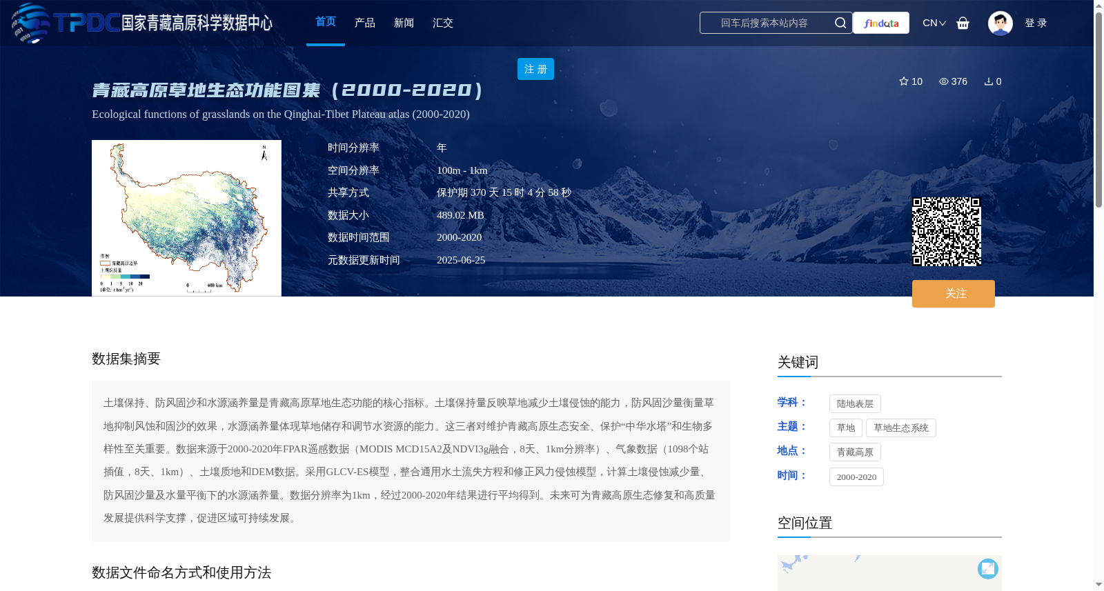 青藏高原草地生态功能图集(2000-2020) 数据集图片