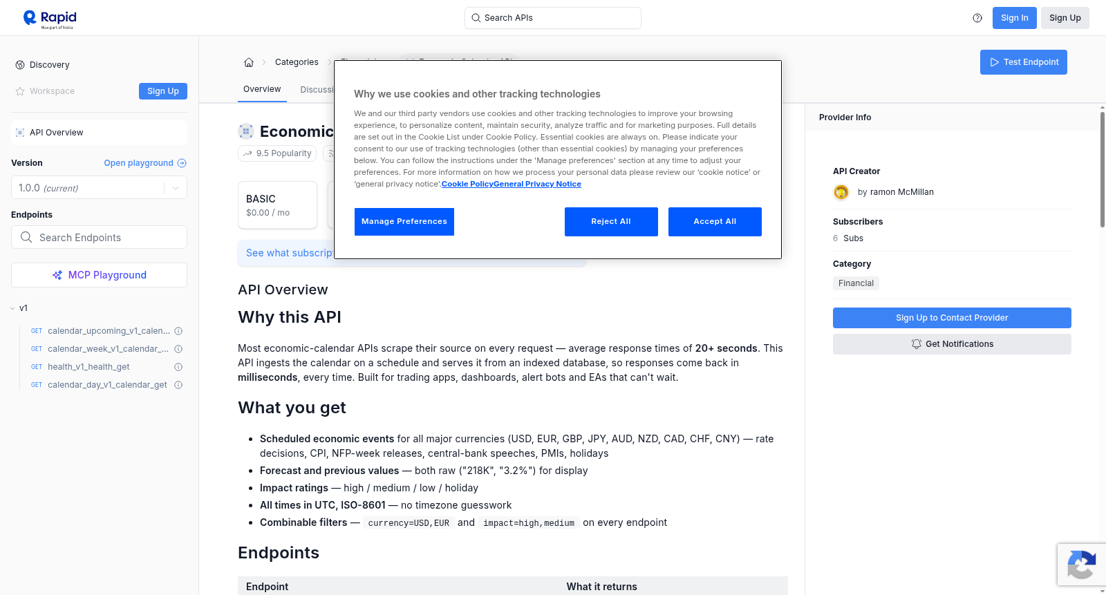 Economic Calendar API 数据集图片