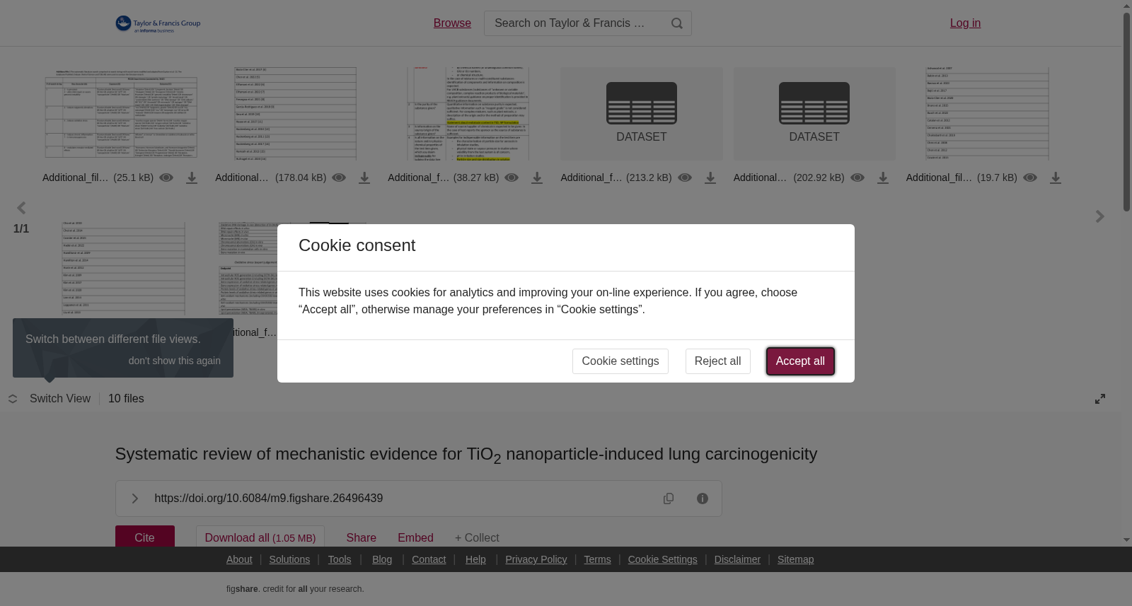 Systematic review of mechanistic evidence for TiO<sub>2</sub> nanoparticle-induced lung carcinogenicity 数据集图片