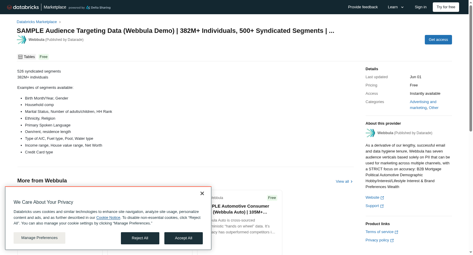 SAMPLE Webbula Demo - Audience Targeting Data | Hundreds of Cleansed Attributes | Custom ... 数据集图片