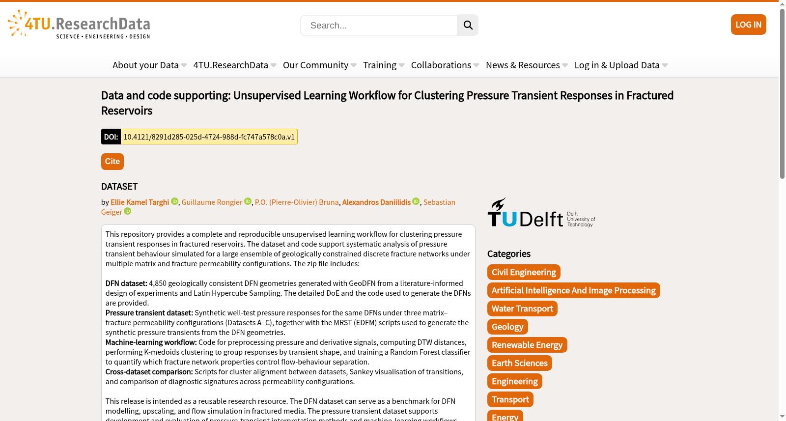Data and code supporting: Unsupervised Learning Workflow for Clustering Pressure Transient Responses in Fractured Reservoirs 数据集图片