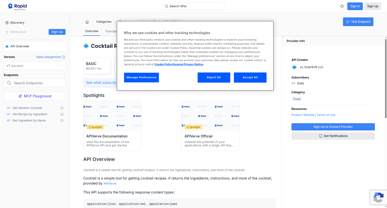 Cocktail Recipe API - APIVerve 数据集图片