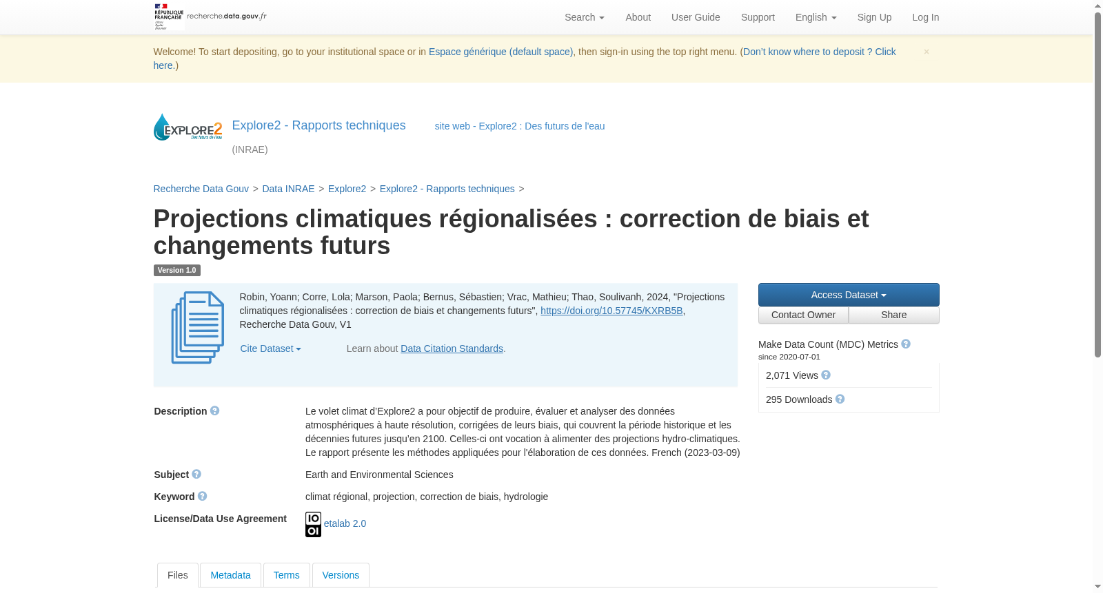 Projections climatiques régionalisées : correction de biais et changements futurs 数据集图片