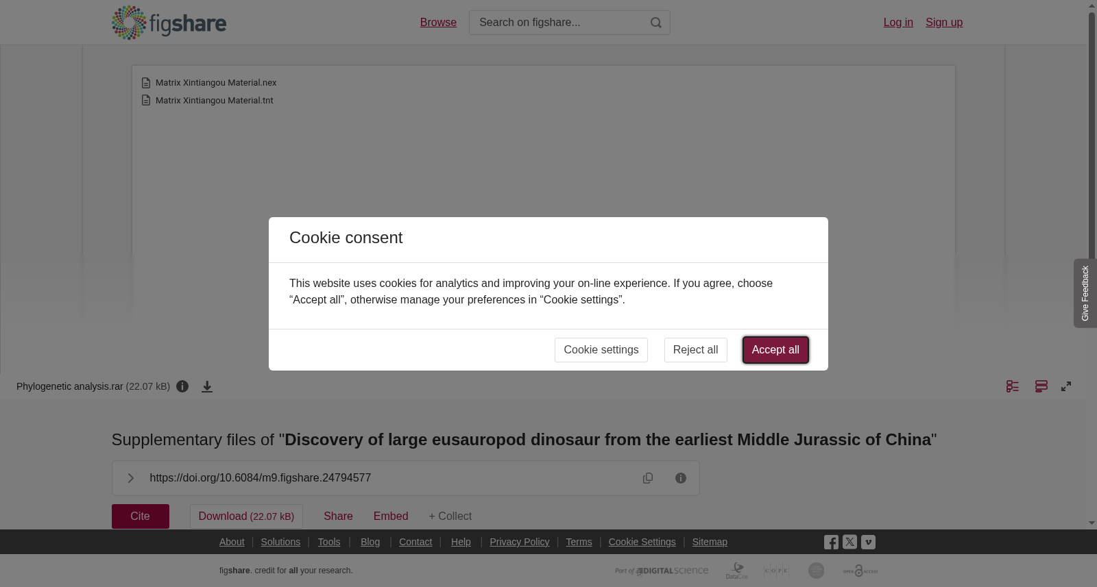 Supplementary files of "<b>Discovery of large eusauropod dinosaur from the earliest Middle Jurassic of Chin</b><b>a</b>" 数据集图片