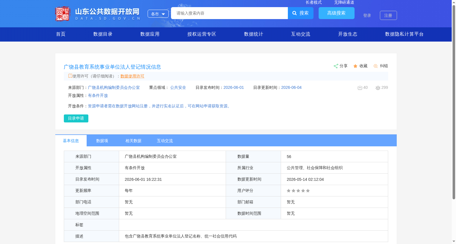 广饶县教育系统事业单位法人登记情况信息 数据集图片