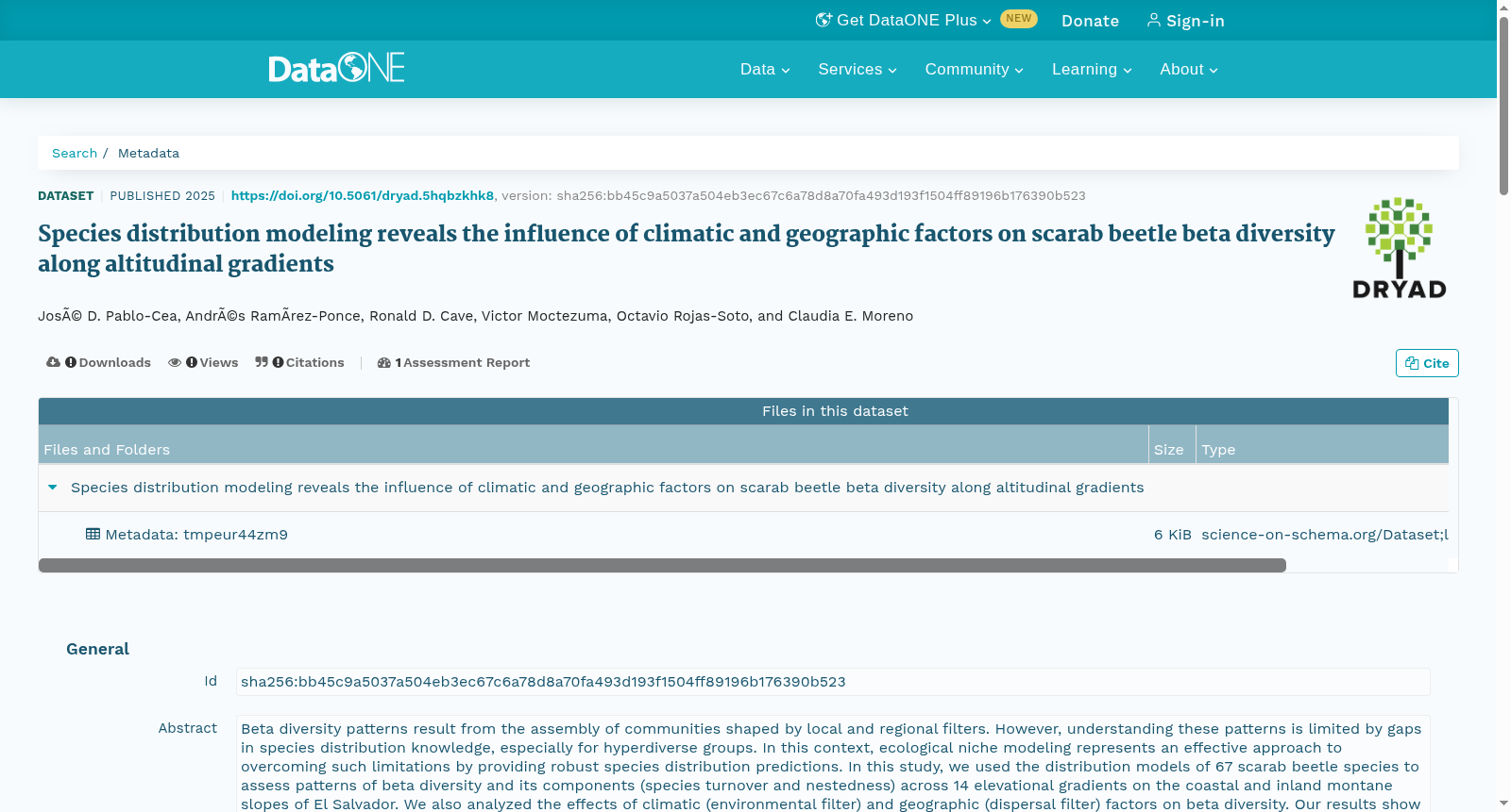Species distribution modeling reveals the influence of climatic and geographic factors on scarab beetle beta diversity along altitudinal gradients 数据集图片