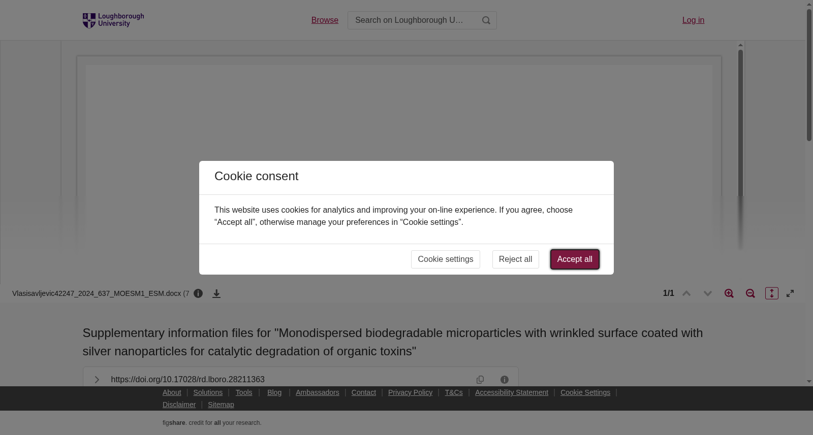 Supplementary information files for "Monodispersed biodegradable microparticles with wrinkled surface coated with silver nanoparticles for catalytic degradation of organic toxins" 数据集图片