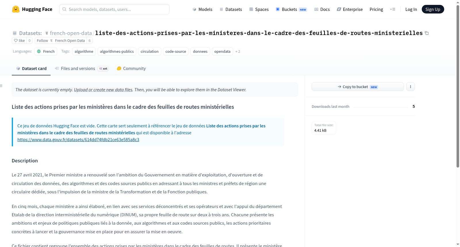 Data-Gouv-FR/liste-des-actions-prises-par-les-ministeres-dans-le-cadre-des-feuilles-de-routes-ministerielles 数据集图片