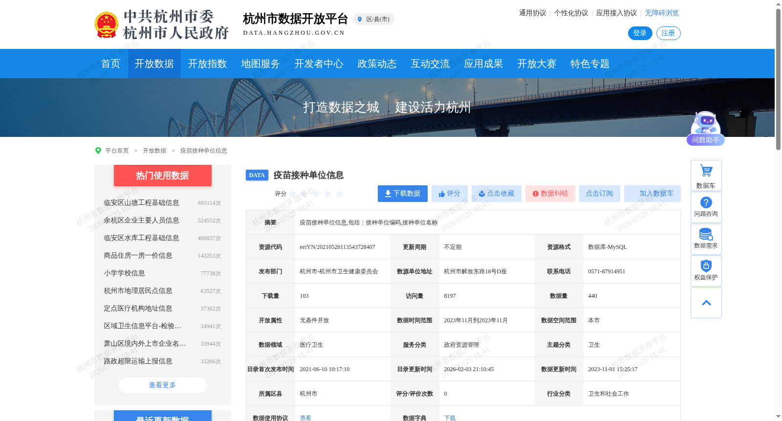 疫苗接种单位信息 数据集图片