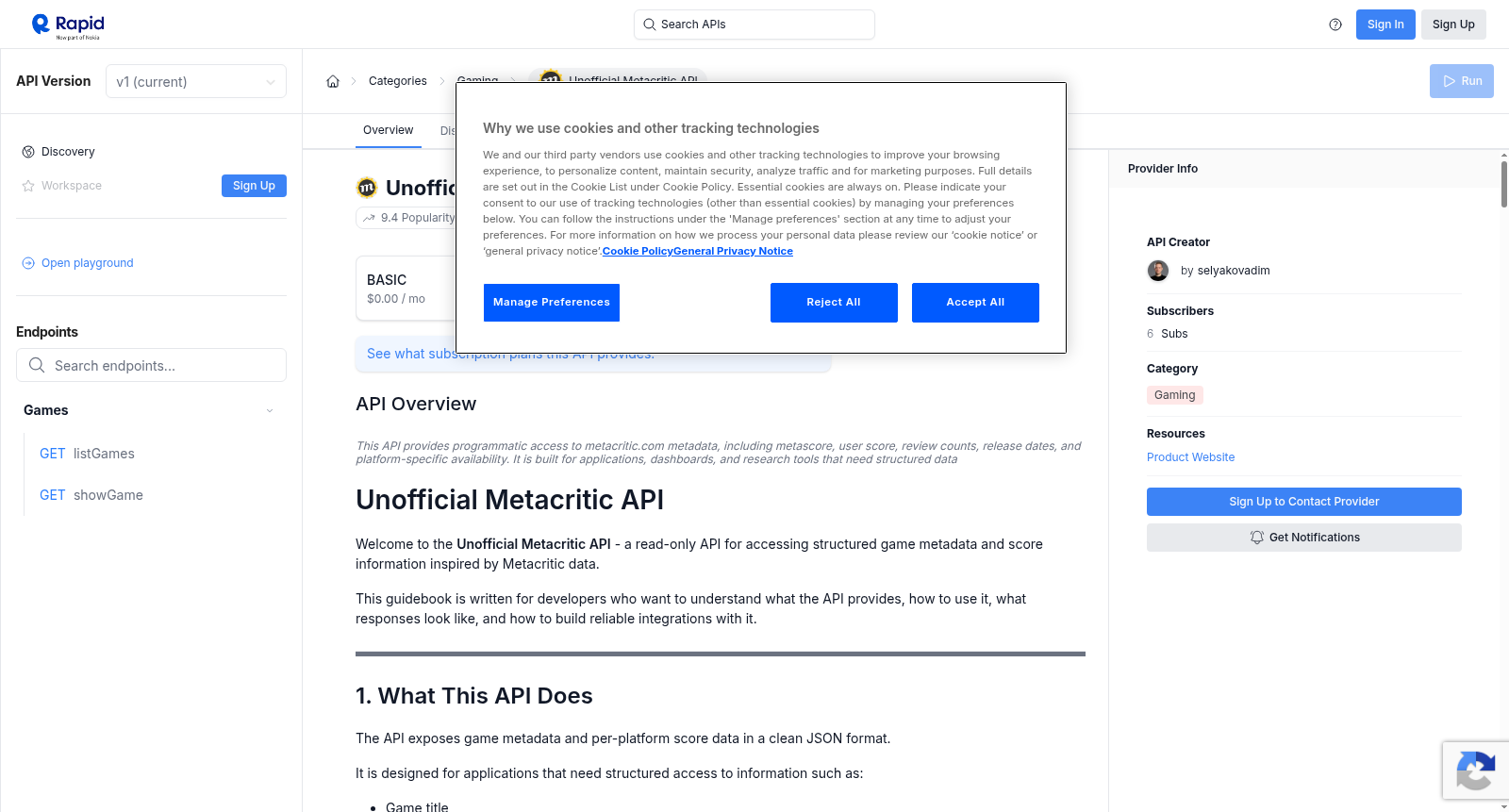 Unofficial Metacritic API 数据集图片