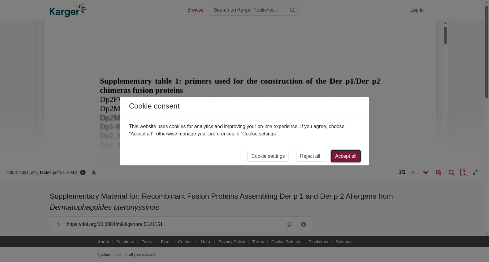 Supplementary Material for: Recombinant Fusion Proteins Assembling Der p 1 and Der p 2 Allergens from <i>Dermatophagoides pteronyssinus</i> 数据集图片