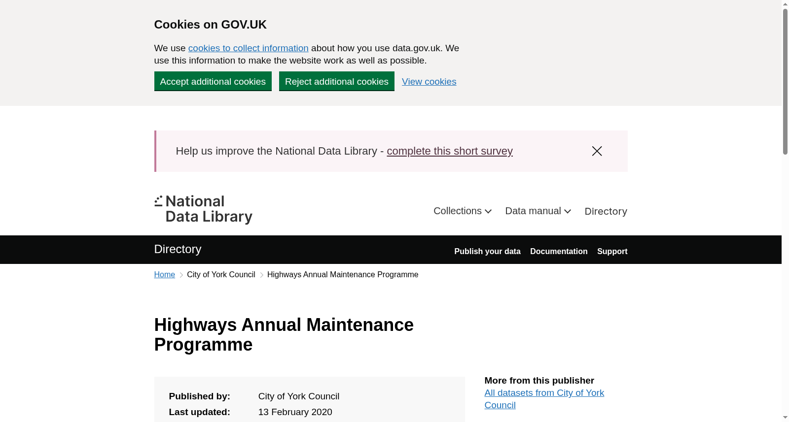Highways Annual Maintenance Programme 数据集图片