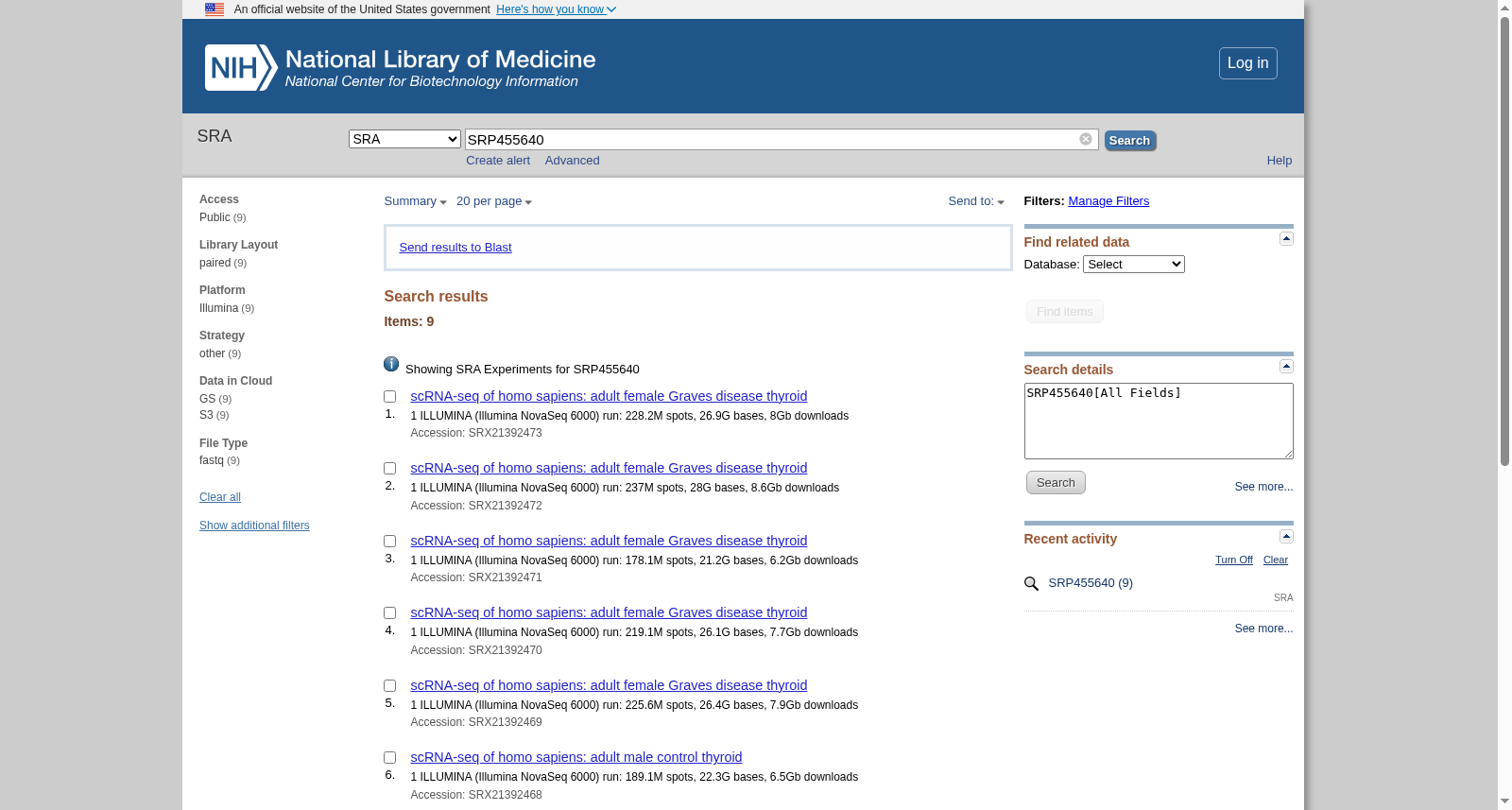 scRNA-seq analysis of Graves disease and healthy thyroid glands 数据集图片