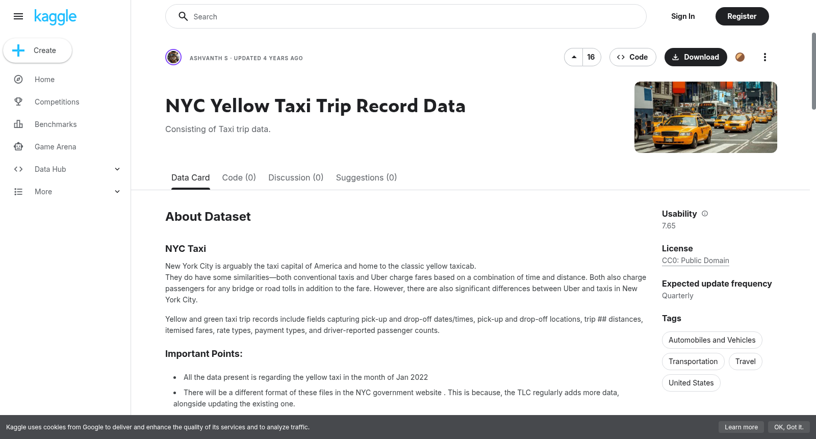 NYC Yellow Taxi Trip Record Data 数据集图片