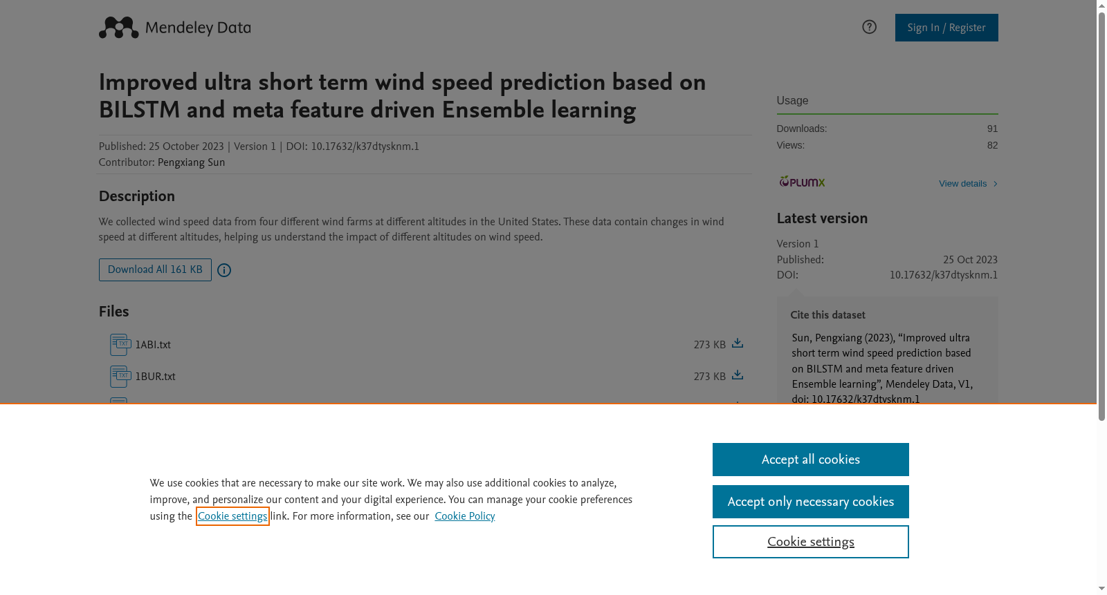Improved ultra short term wind speed prediction based on BILSTM and meta feature driven Ensemble learning 数据集图片