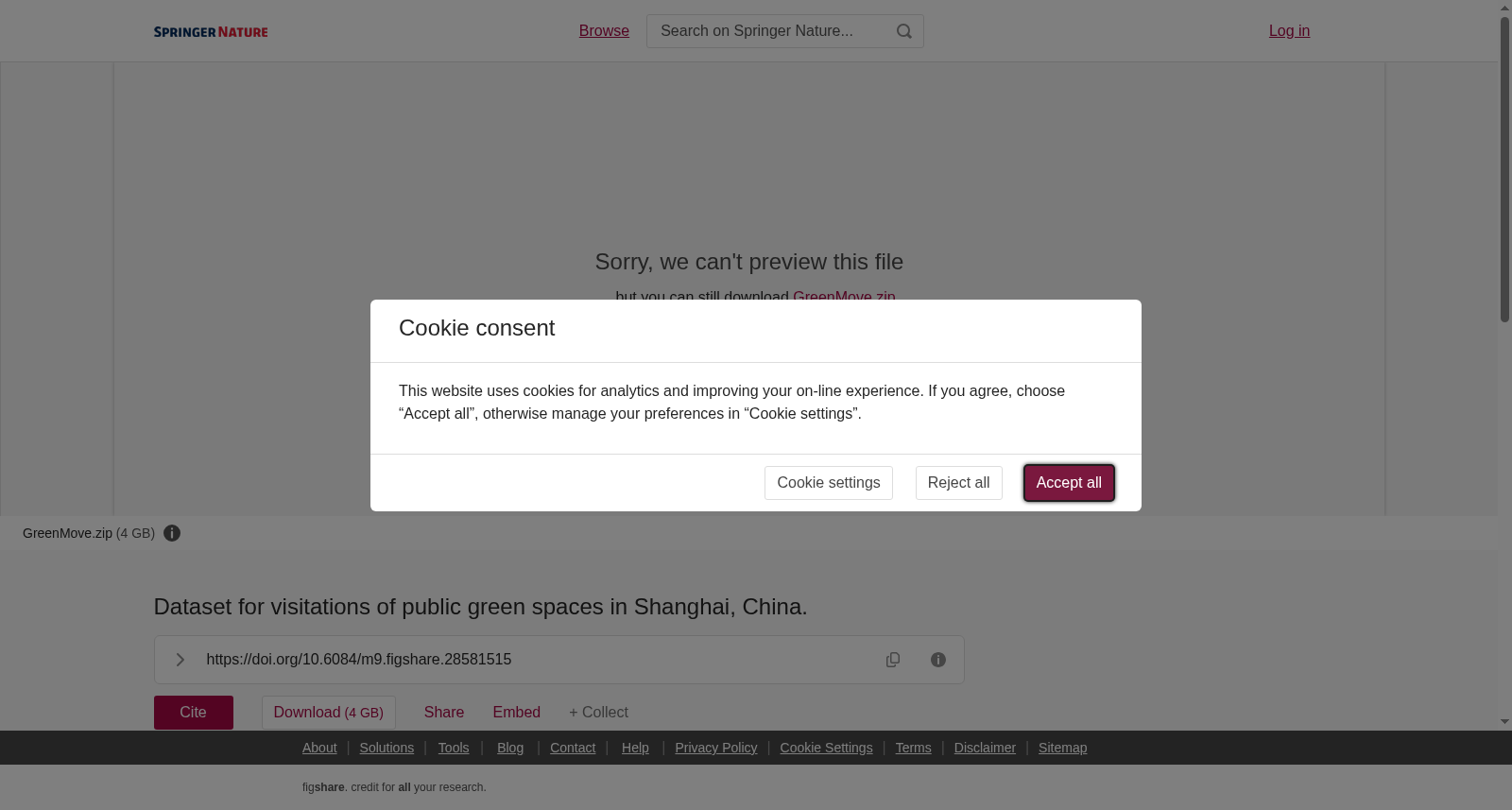 Dataset for visitations of public green spaces in Shanghai, China. 数据集图片