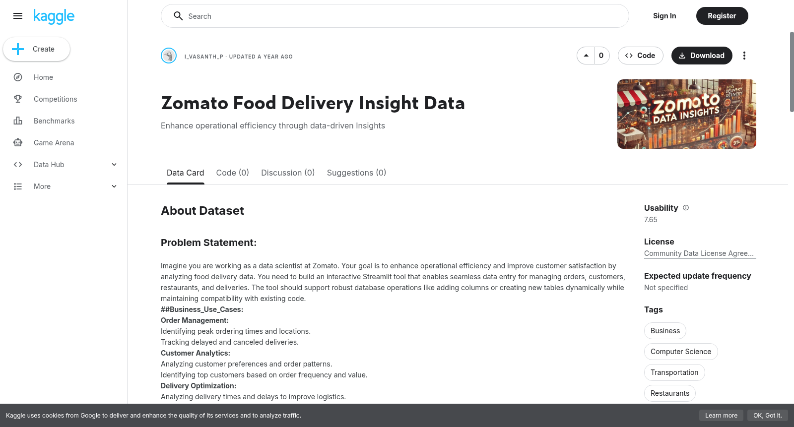 Zomato Food Delivery Insight Data 数据集图片