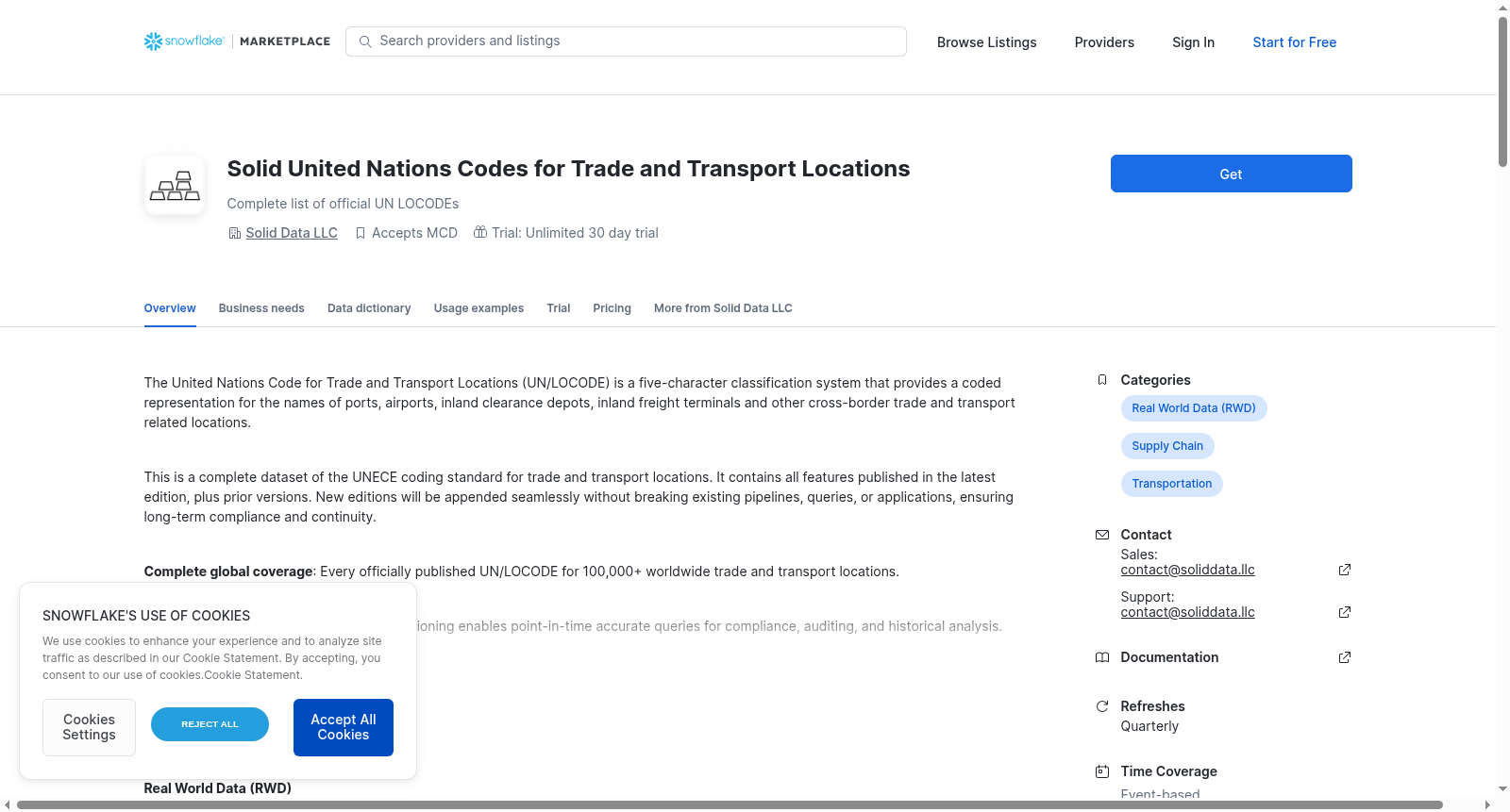 Solid United Nations Codes for Trade and Transport Locations 数据集图片
