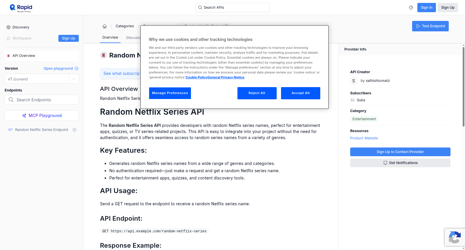 Random Netflix Series API 数据集图片